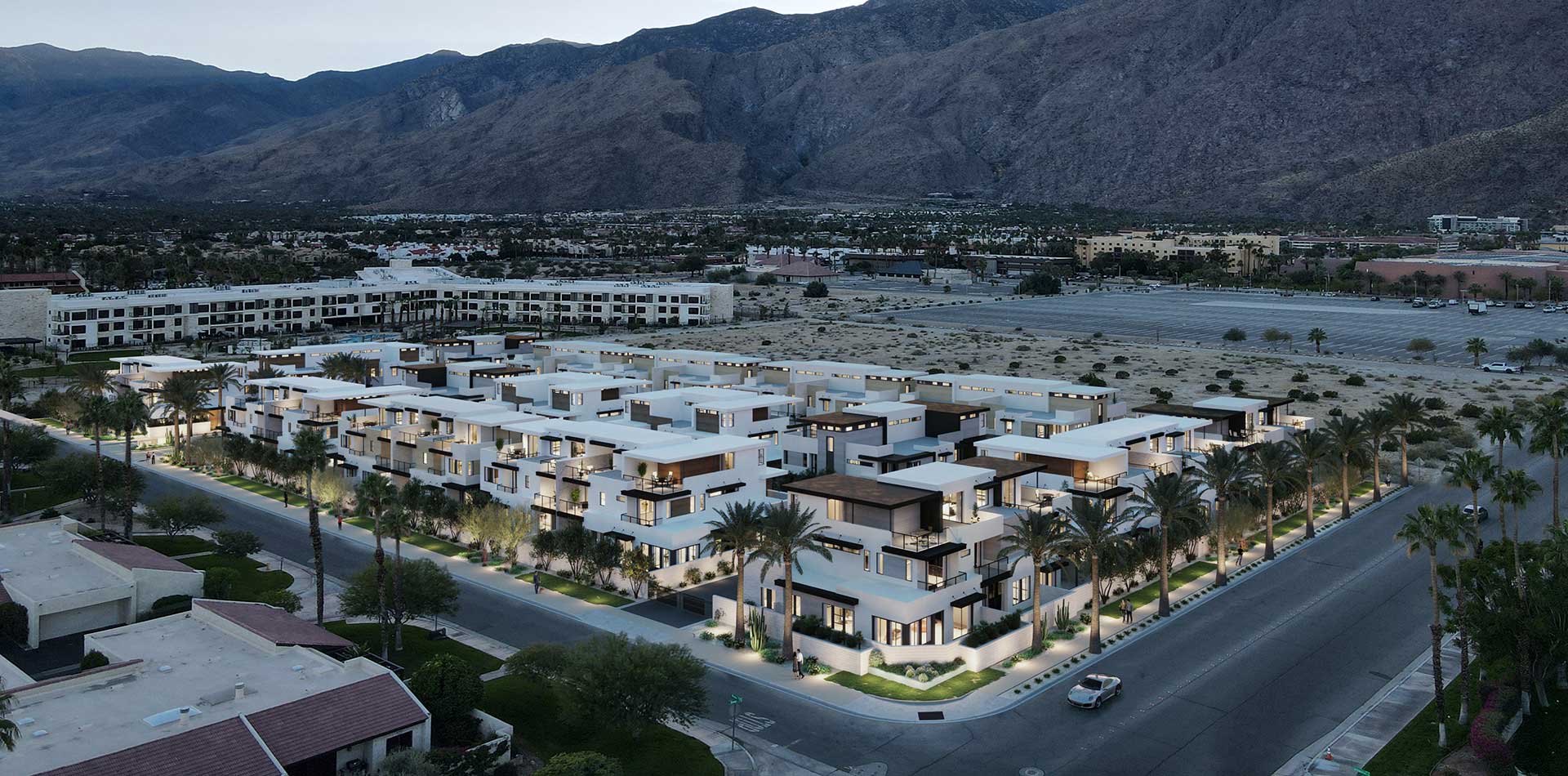 Aerial view rendering of Latitude 61 Palm Springs.